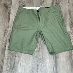 Volcom Men's Olive Flat Front Shorts